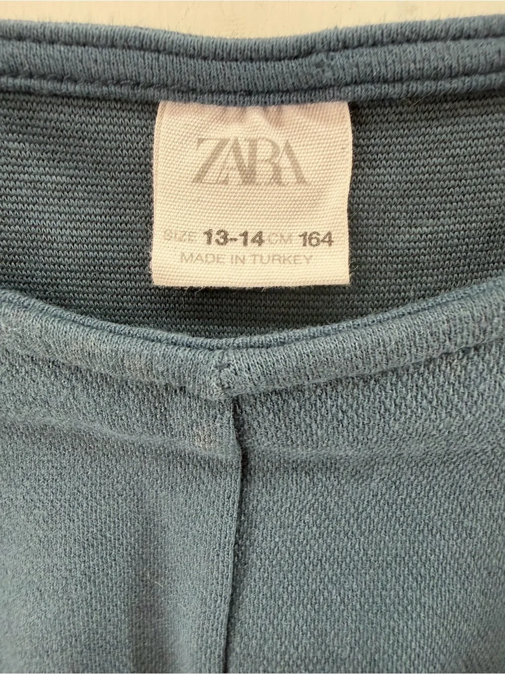 Zara Girls' size 13-14 Knot-Front Short Sleeve Dress in Slate Blue